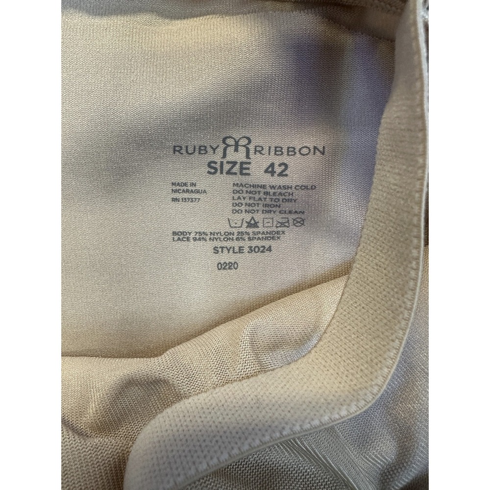 Ruby Ribbon Lace Cami Size 42 Tan Beige Support Shapewear 3024 Sculpting Cami - Picture 7 of 13